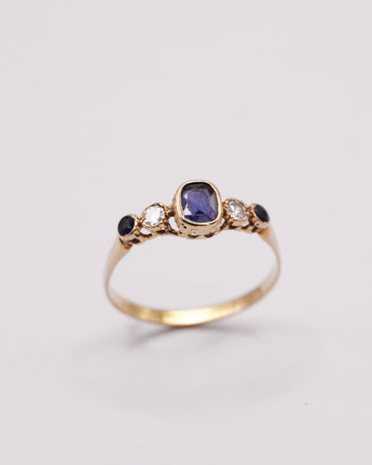 Bague Pierres Bleues et Diamants