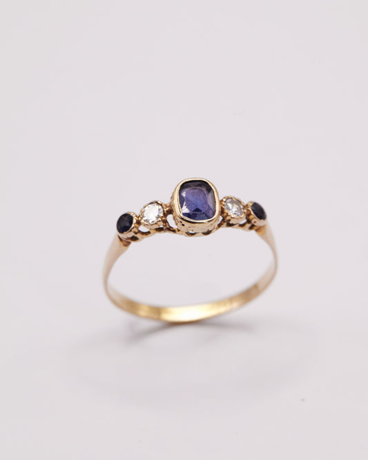 Bague Pierres Bleues et Diamants