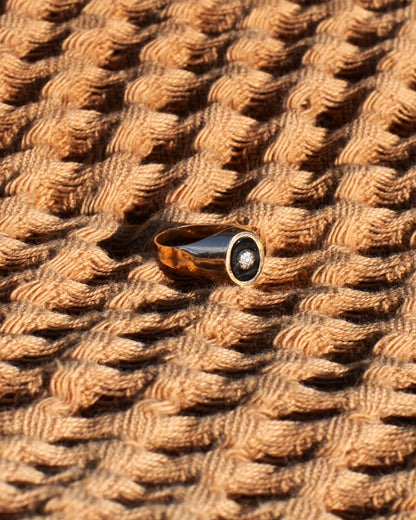 Chevalière Onyx et Diamant