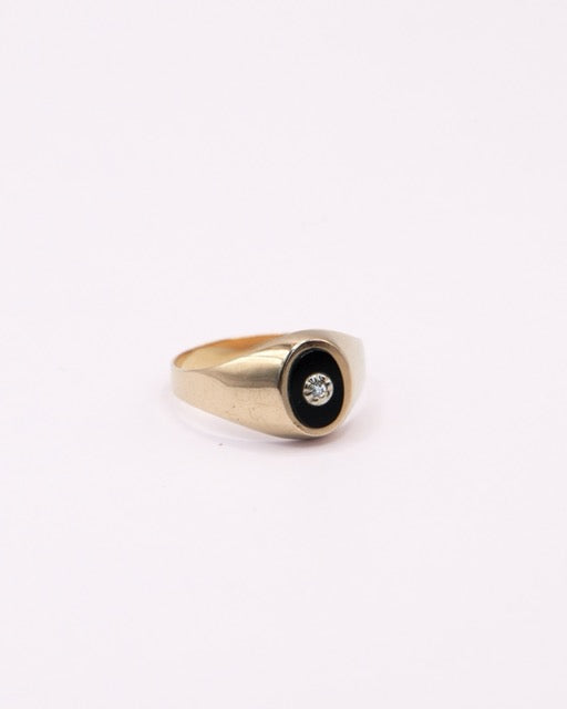 Chevalière Onyx et Diamant
